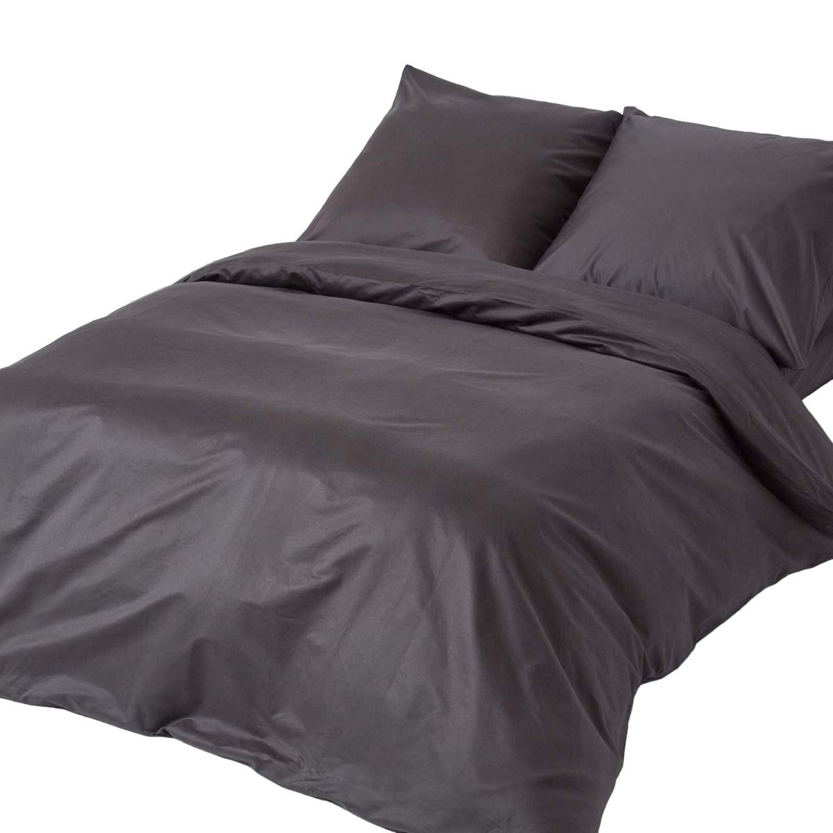BETTWÄSCHE Premium, Ägyptische Baumwolle, Fadendichte 1000 - Anthrazit, Textil (155/220cm) - Homescapes