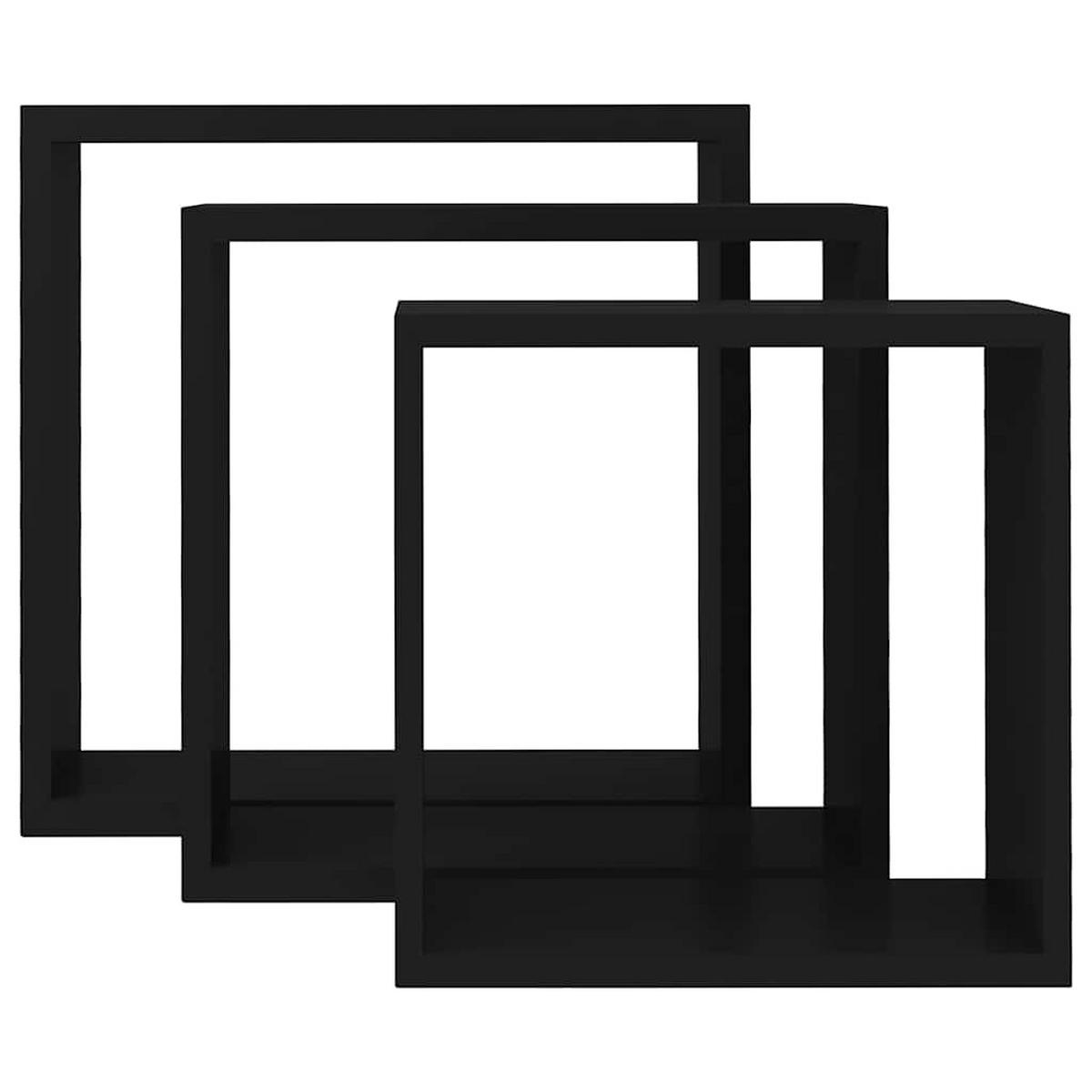 WANDREGALESET 3-tlg. 24-30/10/24-30 cm aus MDF Schwarz Max. Belastbarkeit 5 KG - Schwarz, Holzwerkstoff (30/30/10cm) - vidaXL