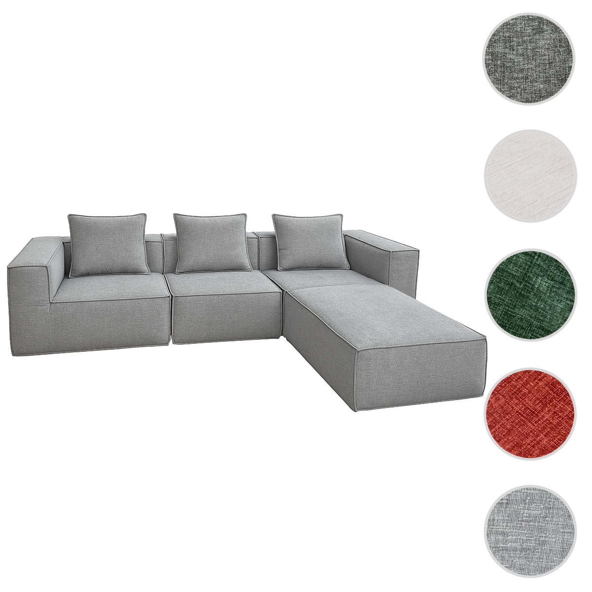 SOFA-GARNITUR Hellgrau - Hellgrau, Textil (270/63/190cm) - MCW