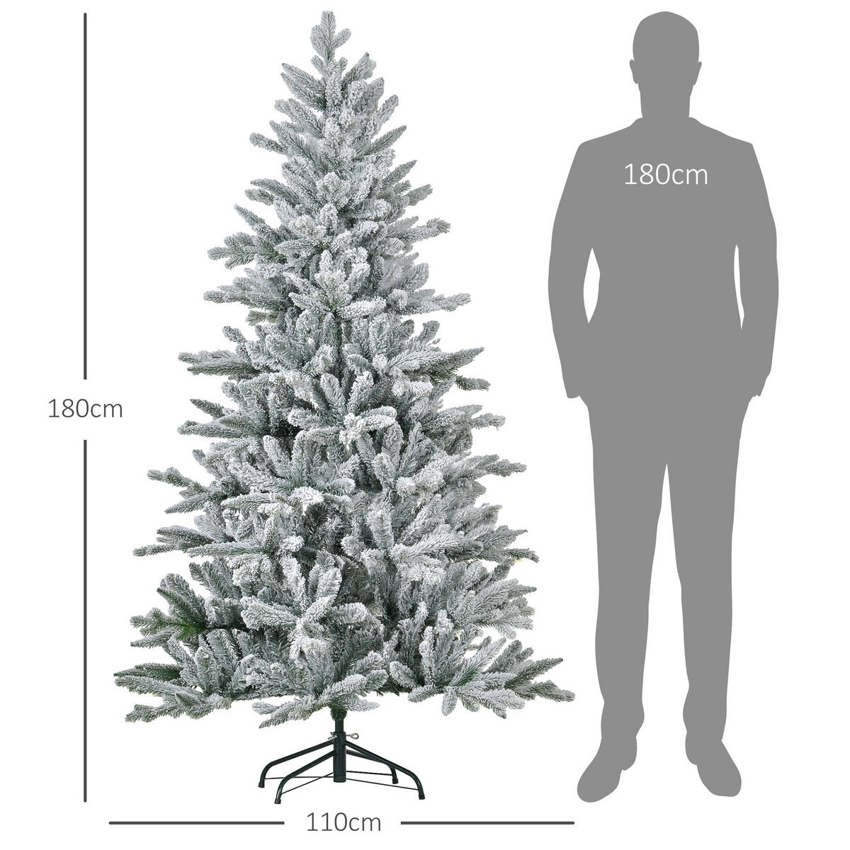 WEIHNACHTSBAUM DE-41536 Schneebedeckt 180 cm, formbare Äste Grün - Grün, Kunststoff (180cm) - ComfortXL