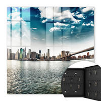 SCHLÜSSELBOX Schwarz 30x30 cm- Türöffnung nach rechts - Stadtpanorama - Blau, Metall (30/30/5cm) - TULUP