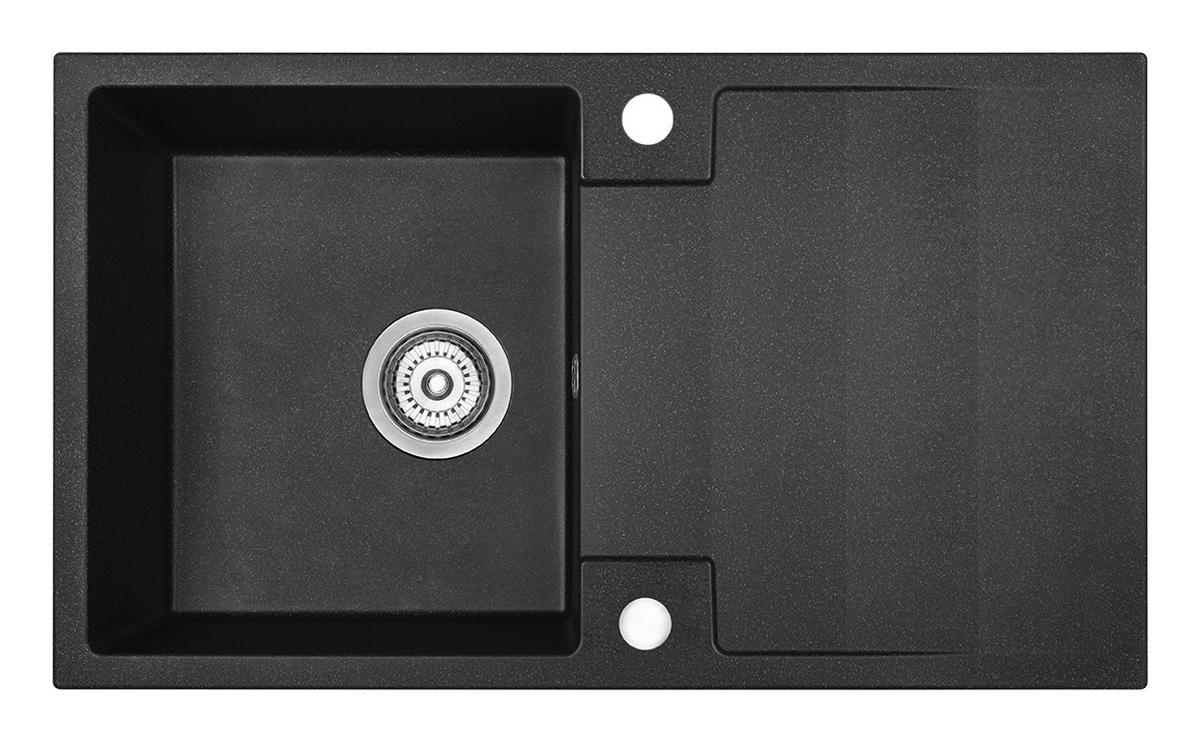 EINBAUSPÜLE RAB Schwarz, Einzelbecken, 44/76/17,5 cm - Schwarz, Stein (44/17.5/76cm) - bad land