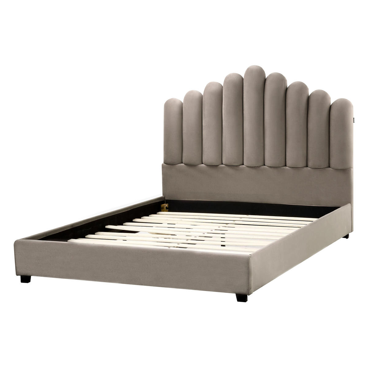 BETT mit Lattenrost 140/200 cm Taupe Vincennes - Taupe/Schwarz, Textil (140/200cm) - Beliani