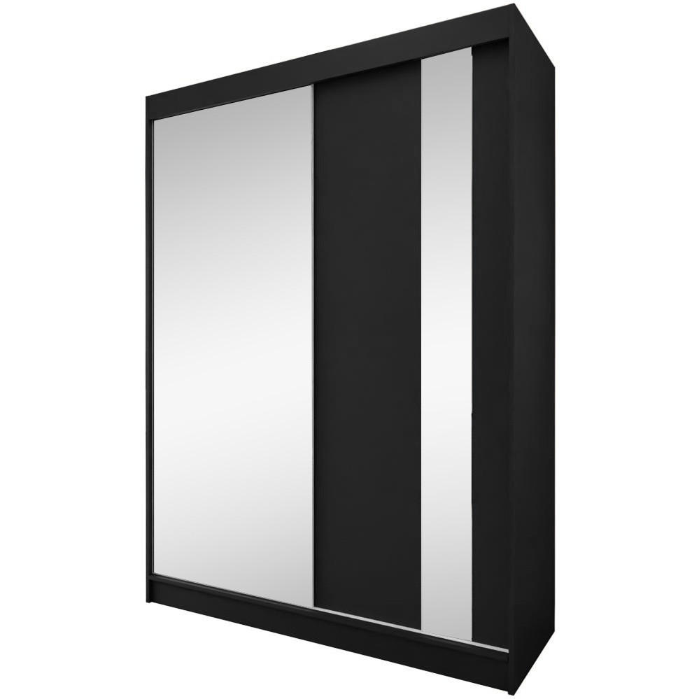 Beautysofa SKŘÍŇ s posuvnými dveřmi Gaja 160/216/61, černá se zrcadlem
