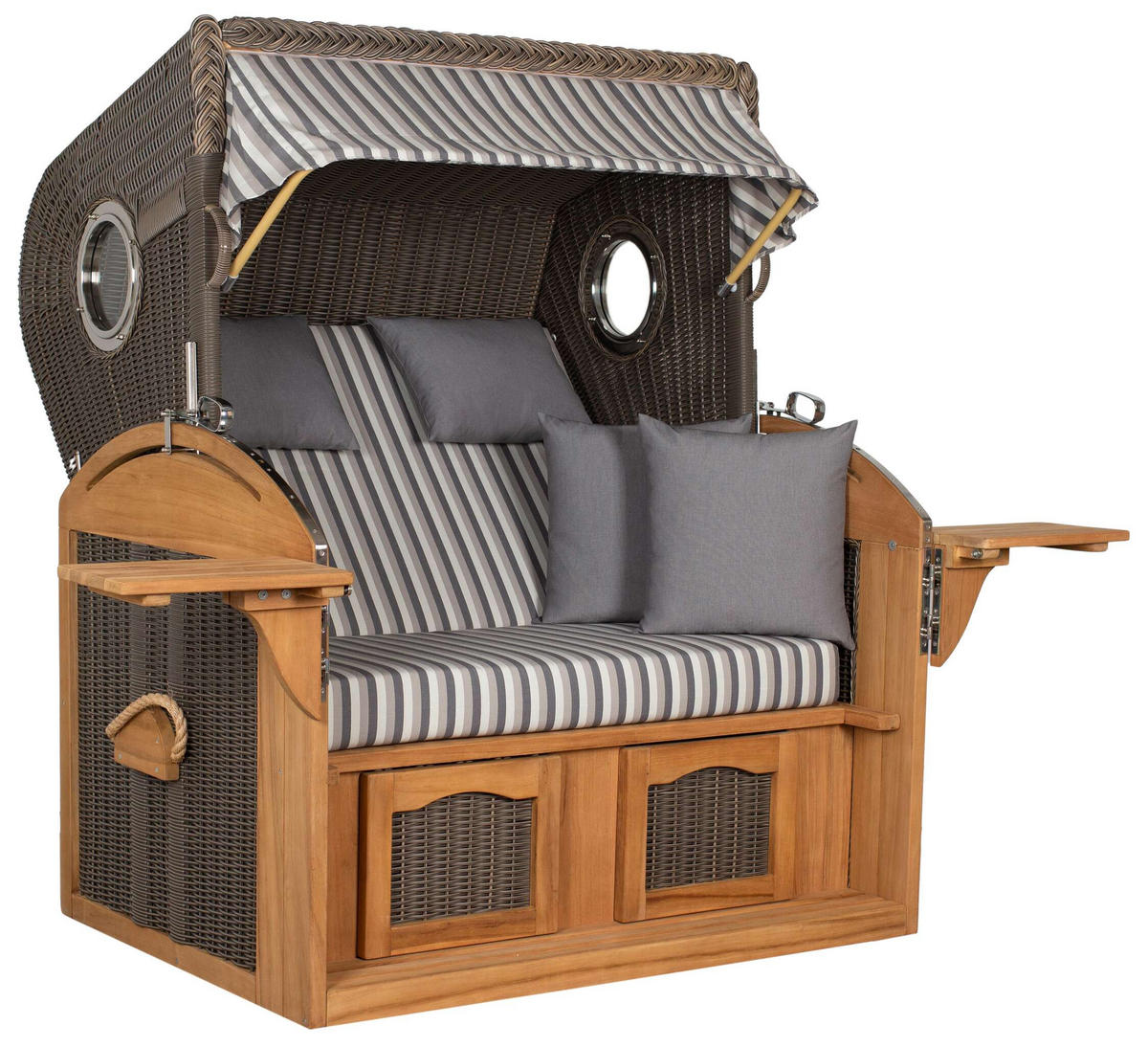 STRANDKORB XL Schillig Bullauge - Braun/Grau, Metall (142/170/95cm) - Mr. Deko