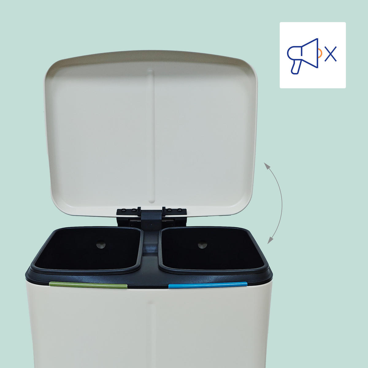 MÜLLEIMER - Weiß, Kunststoff/Metall (44.5/60/41cm) - Relaxdays