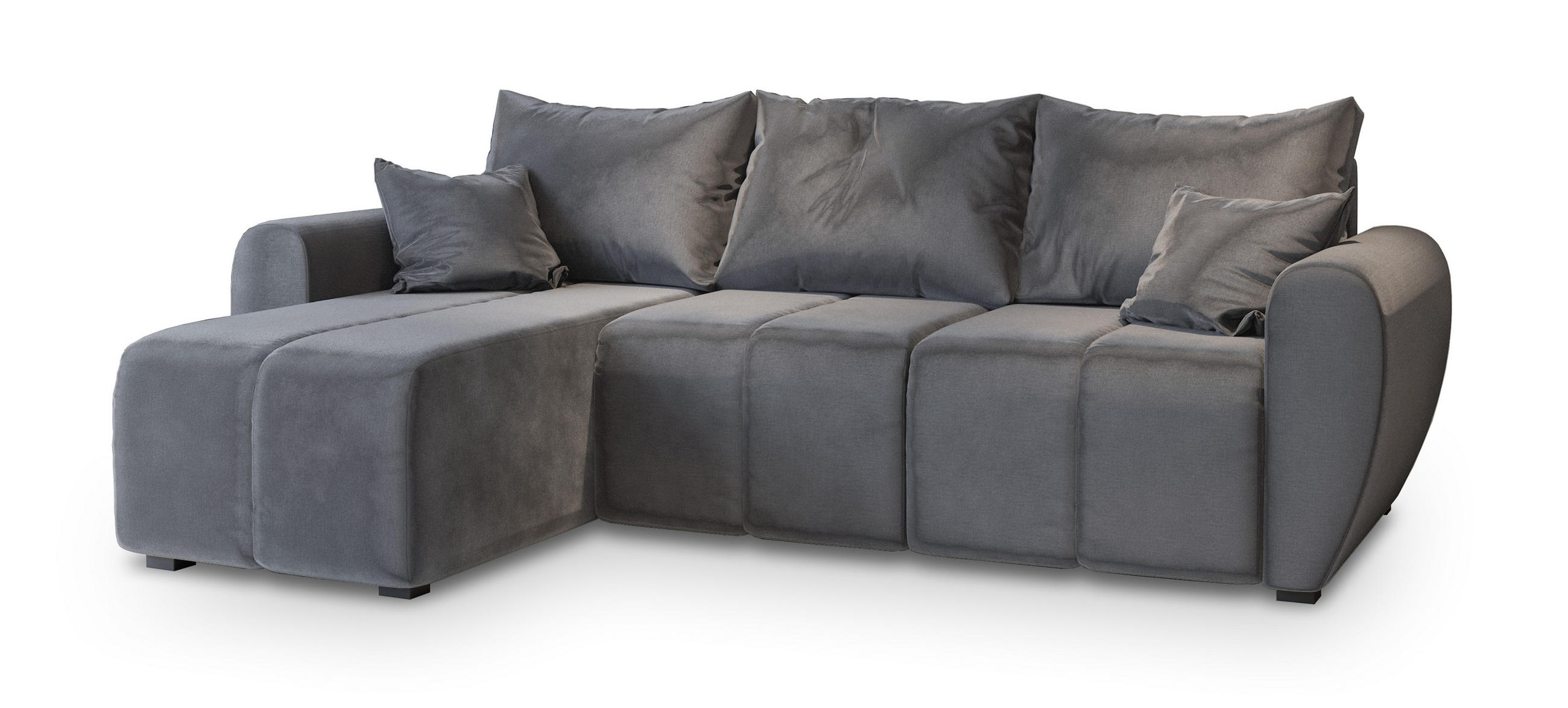 ROHOVÁ SEDAČKA MADISON šedá - šedá/černá, dřevo/textil (246/143cm) - MASSENO