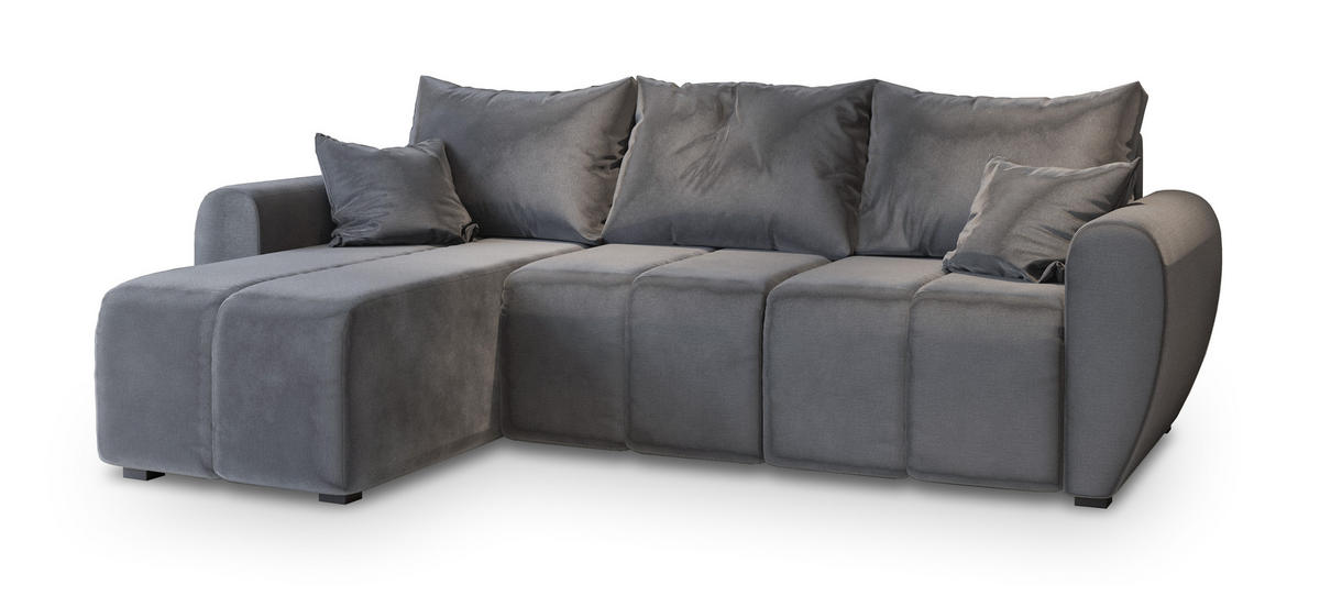 ROHOVÁ SEDAČKA MADISON šedá - šedá/černá, dřevo/textil (246/143cm) - MASSENO