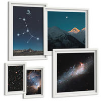 BILDER SET 5er Set - 50x50 cm & 20x30 cm & 40x60 cm Weißer Rahmen - Jungfrau-Galaxie-Universum - Weiß, Kunststoff (40/60cm) - TULUP