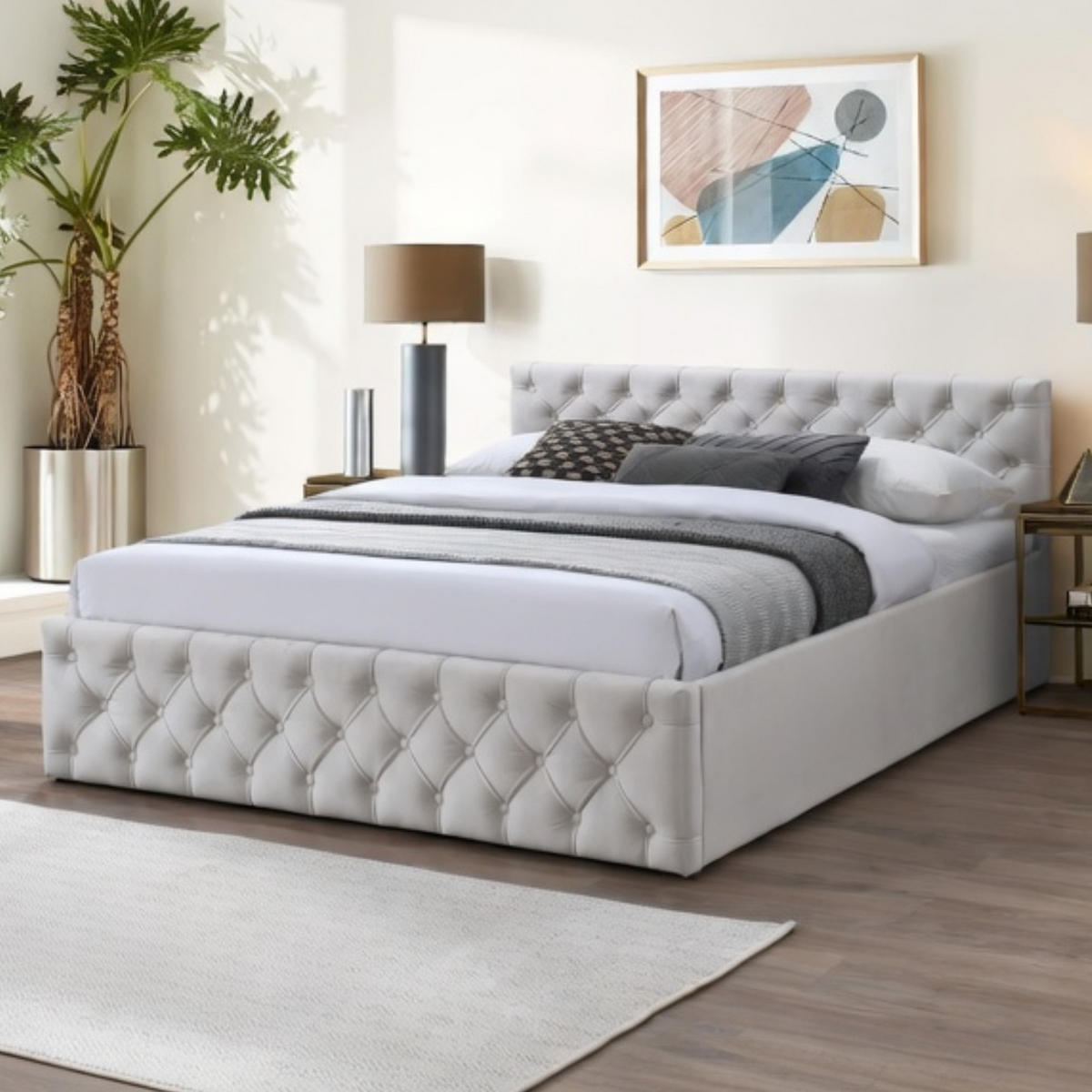 POLSTERBETT mit Stauraum 160x200 cm in Beige - Beige, Holzwerkstoff (160/200cm) - Home Collective