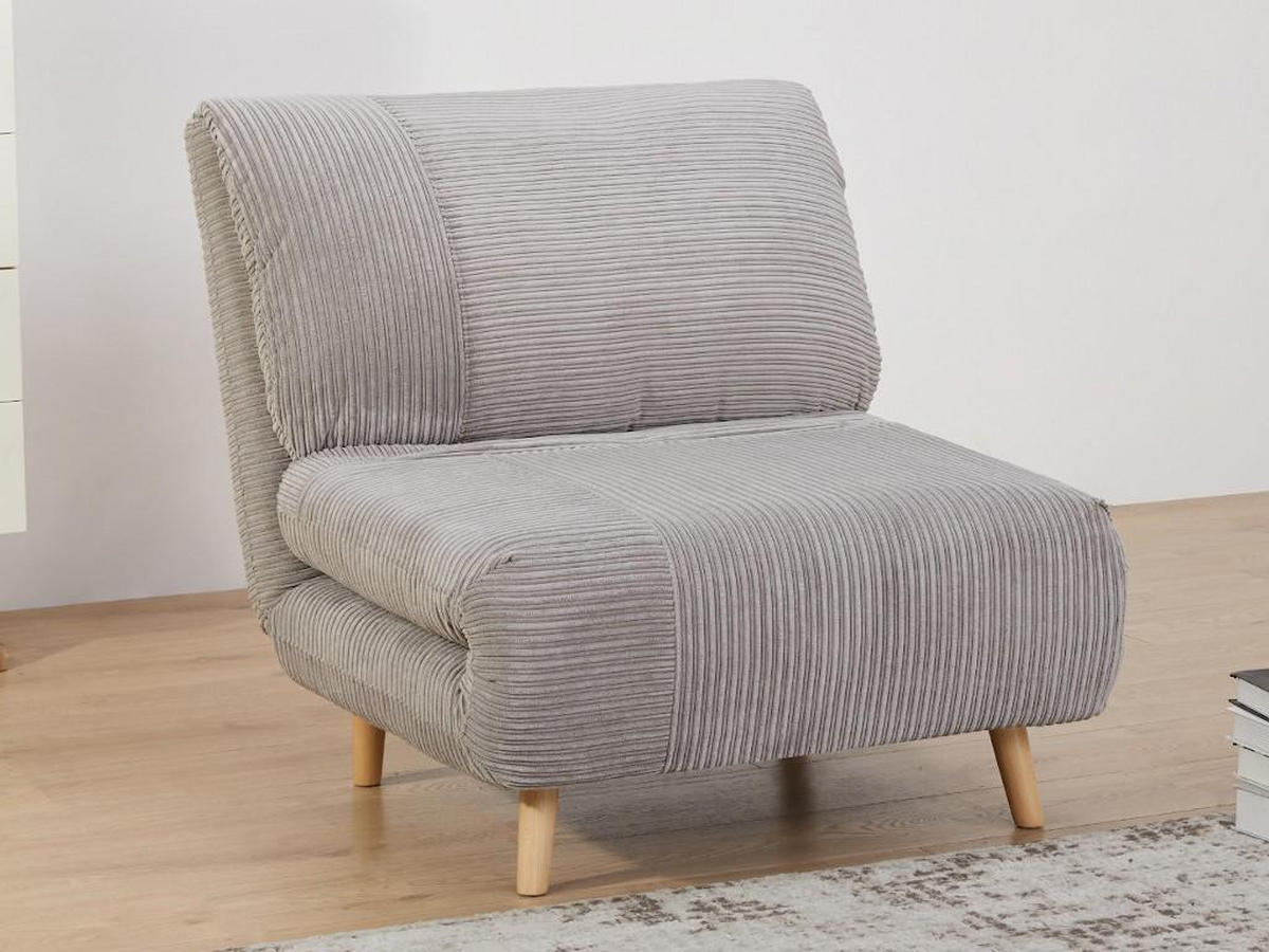 SCHLAFSESSEL - Cord - Hellgrau - PALULA - Hellgrau, Textil (81/83/88cm) - Vente-Unique