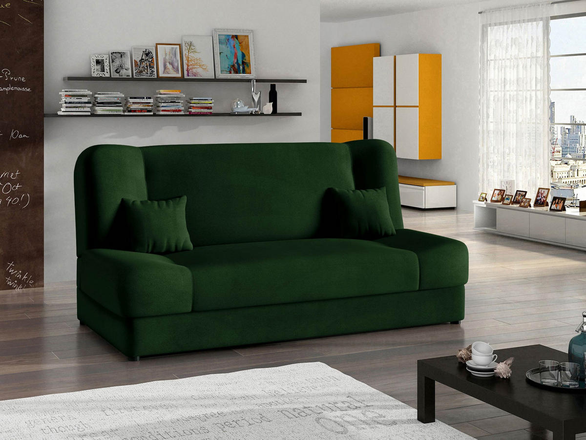 SCHLAFSOFA Jonas - Smaragdgrün, Holz/Textil (195/86/87cm) - MIRJAN24