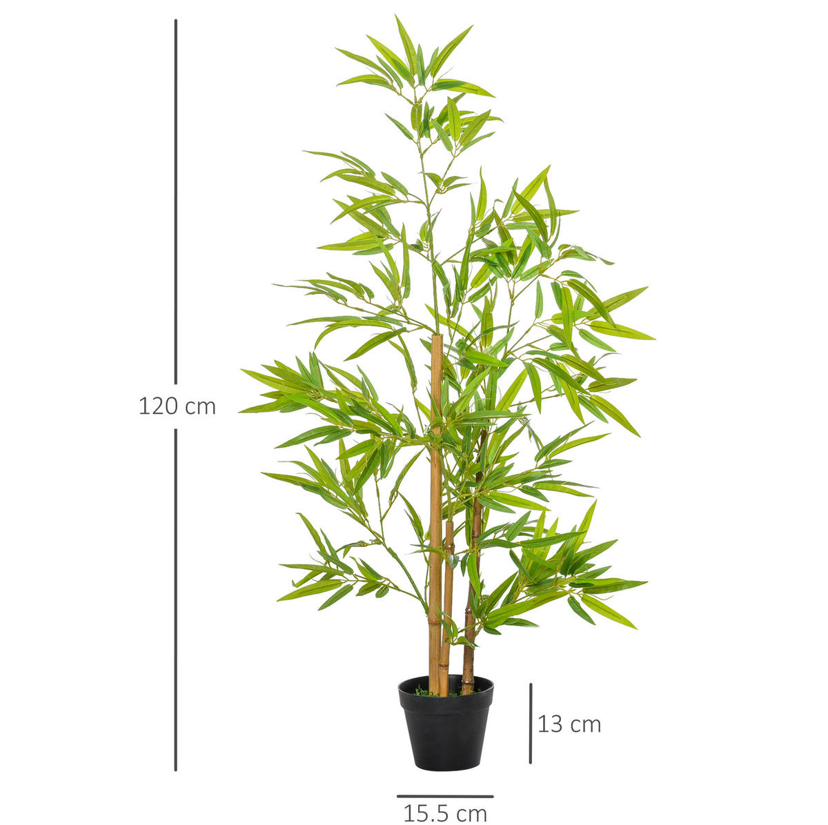 KUNSTPFLANZEN 15,5/15,5/120 cm grün aus Kunststoff mit Topf und pflegeleichter Optik - Grün, Kunststoff (120cm) - OKWISH