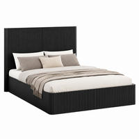 BETT mit Stauraum und Lift-System 140x200 cm Schwarz - Schwarz, Metall (140/200cm) - Meubliv