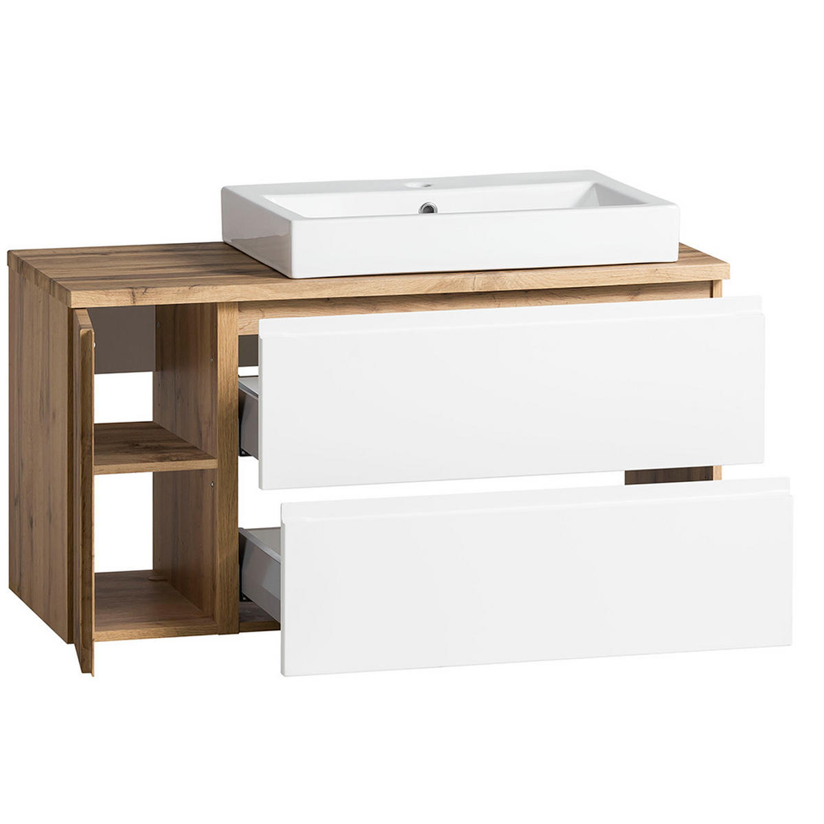 WASCHTISCH Vasto-03 - Weiß/Braun, Holzwerkstoff (105/66/47cm) - Lomado