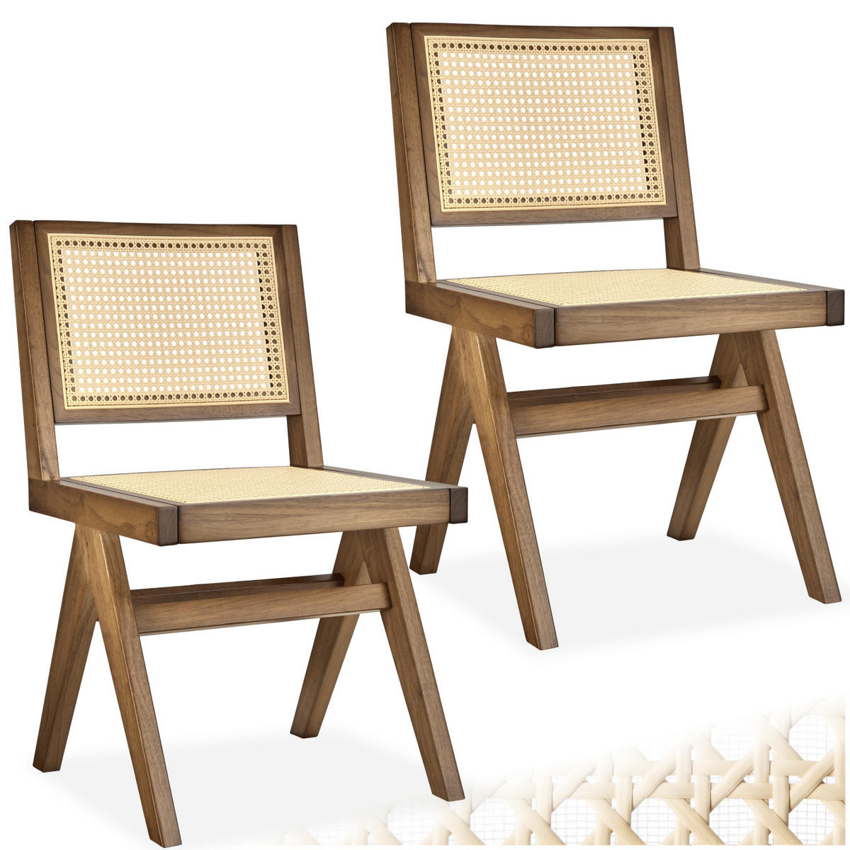 HOLZSTUHL 2er Set Lissy,48,5 x 53,5 x 83 cm, Belastbarkeit 120 kg,Eiche hell - Eichefarben, Holz (48.5/83/53.5cm) - tectake