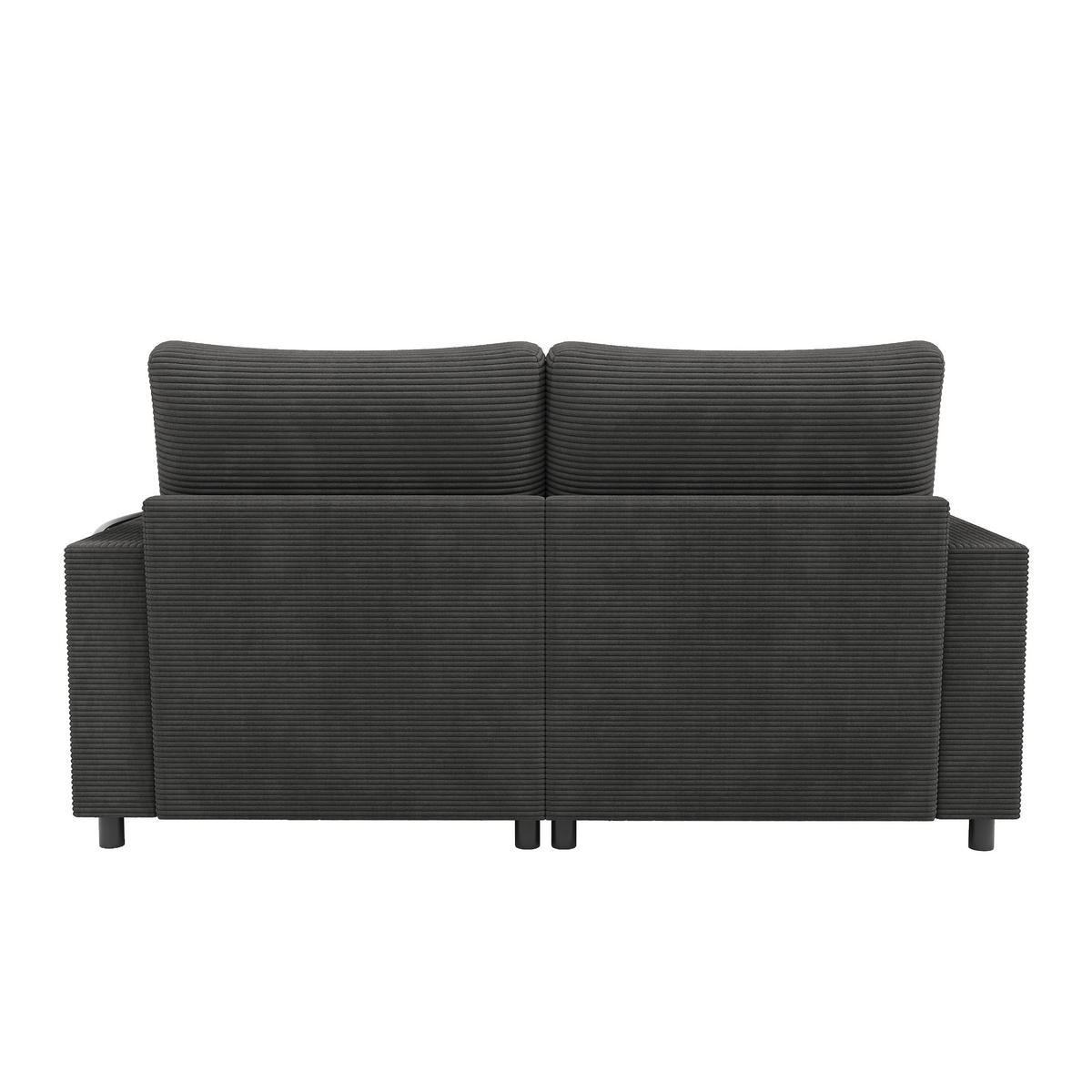 SCHLAFSOFA 2-Sitzer, Grau, gepolstert, USB, Handyhalterung, Getränkehalter - Grau, Textil (140/82/163cm)