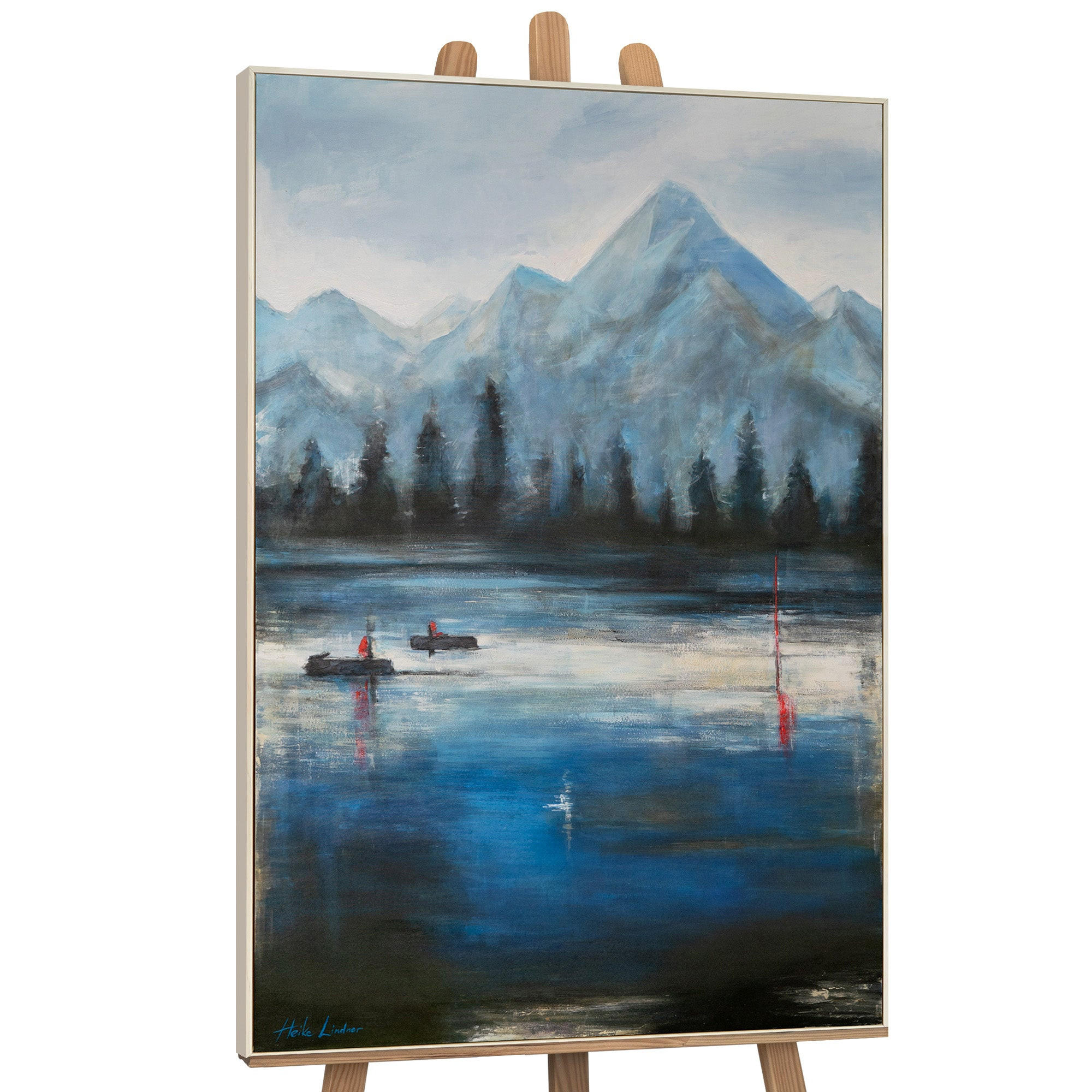 GEMÄLDE Waldhorizonte Schattenfugenrahmen Beige 140x100 cm - Beige, Holz (140/100cm) - YS-art gallery
