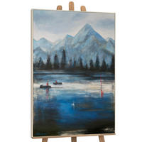 GEMÄLDE Waldhorizonte Schattenfugenrahmen Beige 140x100 cm - Beige, Holz (140/100cm) - YS-art gallery