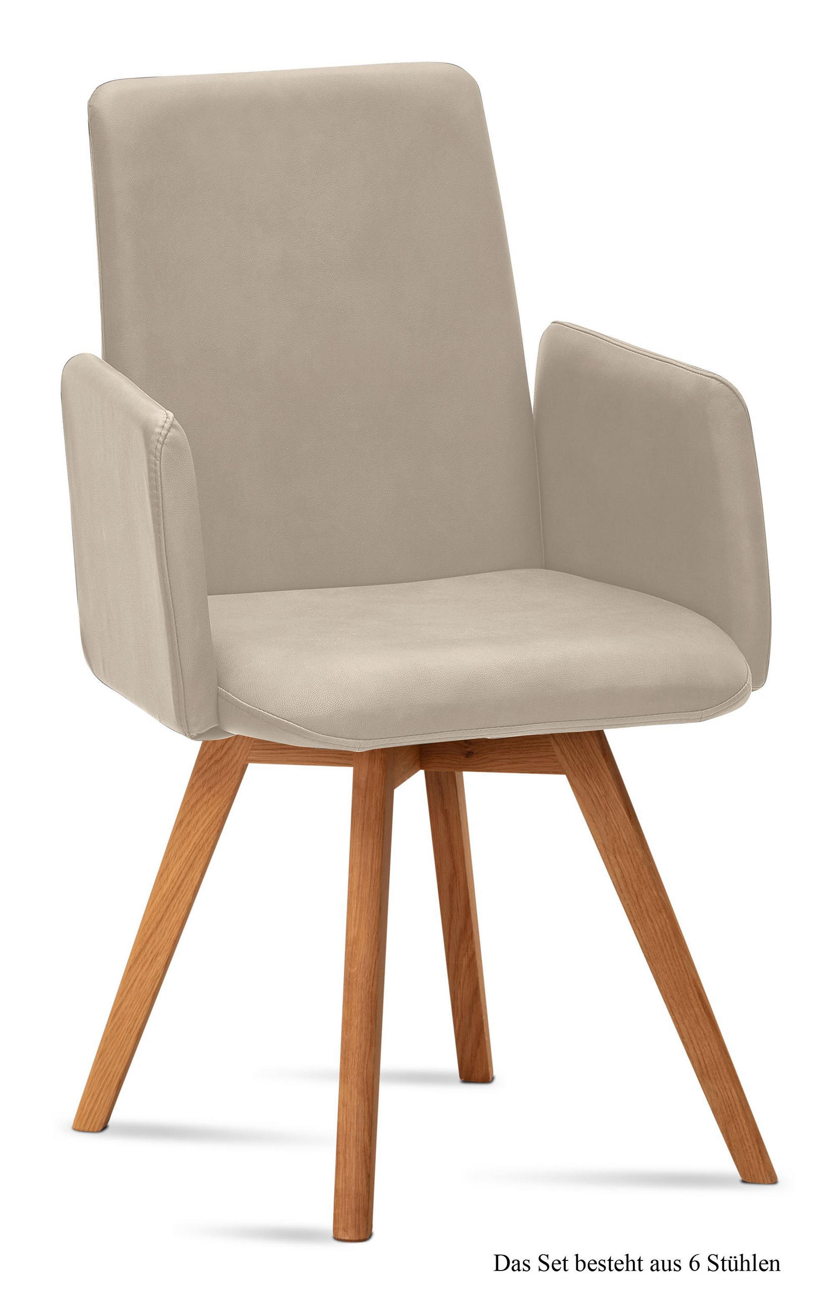 ARMLEHNSTUHL (6er-Set) Dilys 52x92x60 Eiche geölt/Natur - Eichefarben/Naturfarben, Kunststoff (60/92/52cm) - 58aufmkessel