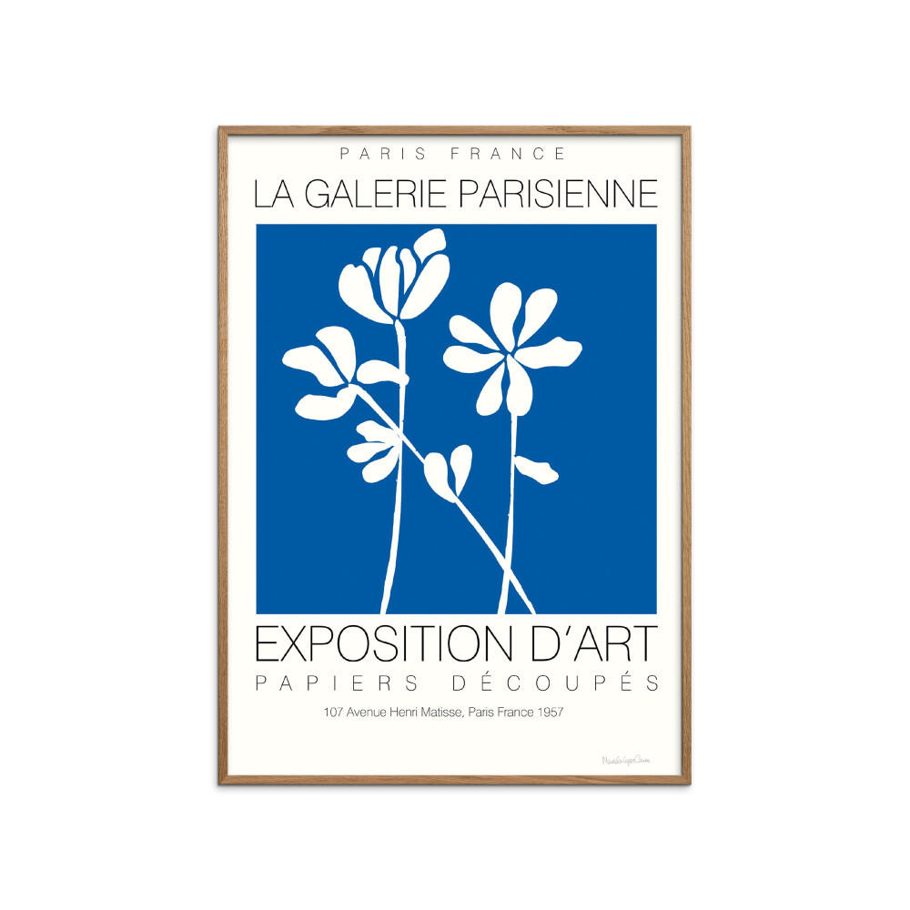 POSTER mit Rahmen Wild Apple - Fleurs de Matisse II - Blau/Eichefarben, Holz/Papier (30/40cm) - Poster&Frame
