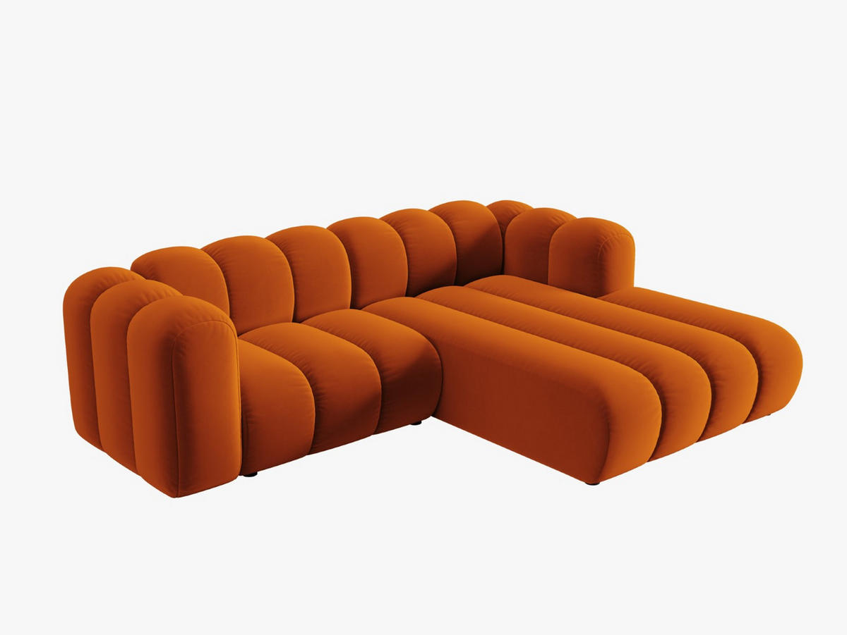 ECKSOFA modular rechts Lupine aus Samt terrakotta 3 Sitzplätze - Terracotta, Textil (177/230cm) - Micadoni