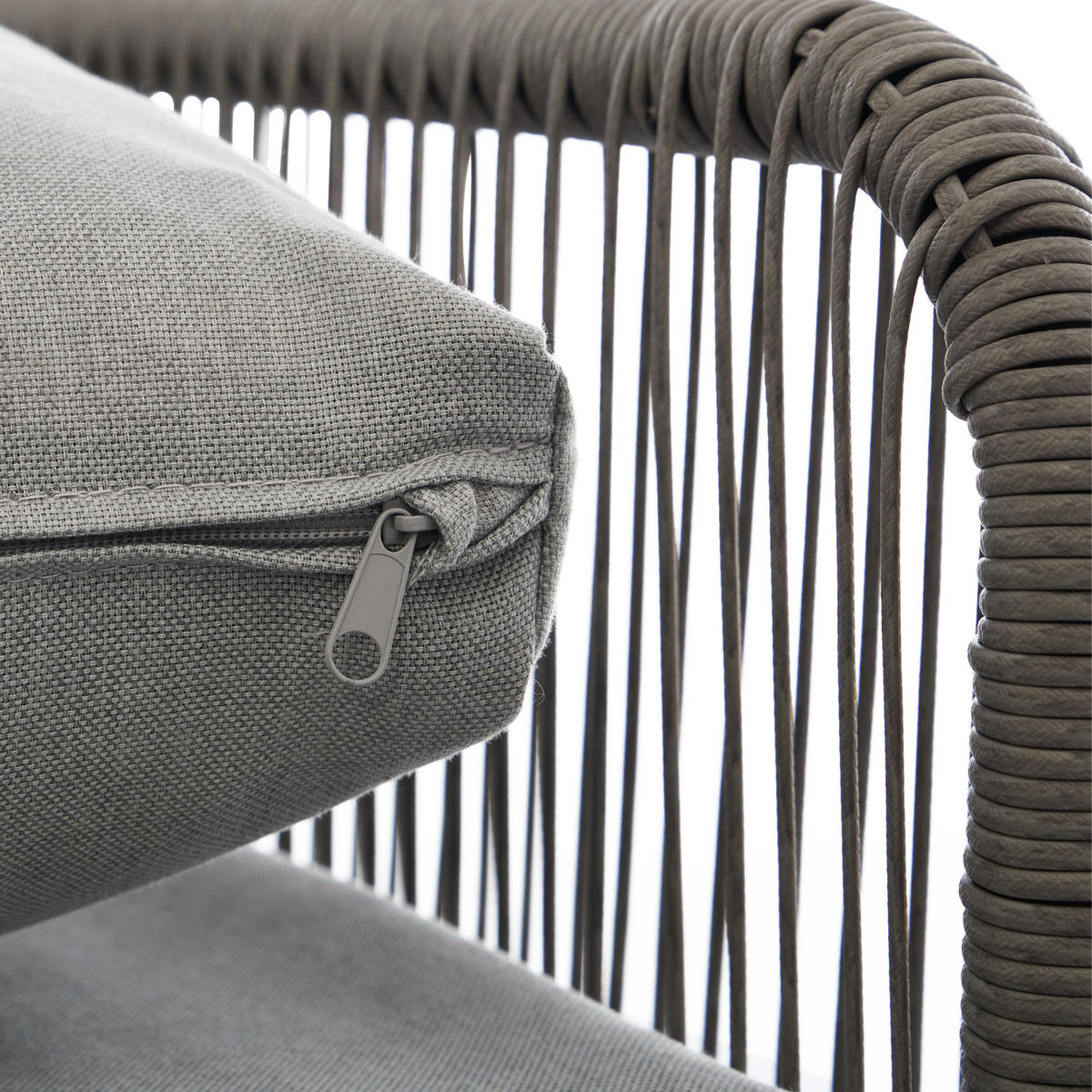 LOUNGESET Grau 2-Sitzer 2 Sessel Couchtisch Handgeflochten - Grau, Textil - FLIEKS