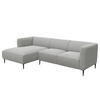 2,5-SITZER ECKSOFA mit Longchair - Hellgrau/Schwarz, Textil/Metall (271/148cm) - home24
