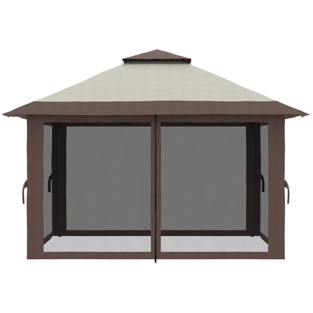PAVILLON Faltpavillon 392/392/283 cm aus Polyester mit höhenverstellbarem Doppeldach Beige - Beige, Textil (392/283/392cm) - Modenvie