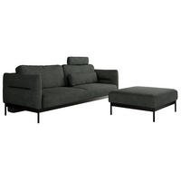 SCHLAFSOFA SALENTO Dunkelgrau Struktur - Dunkelgrau/Schwarz, Textil/Metall (221/82/193cm) - MKS