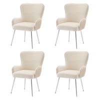 ESSZIMMERSTUHL 4er Set Samt Lounge Beige Silber Armlehnen - Beige, Textil (59.5/87/57cm) - FLIEKS