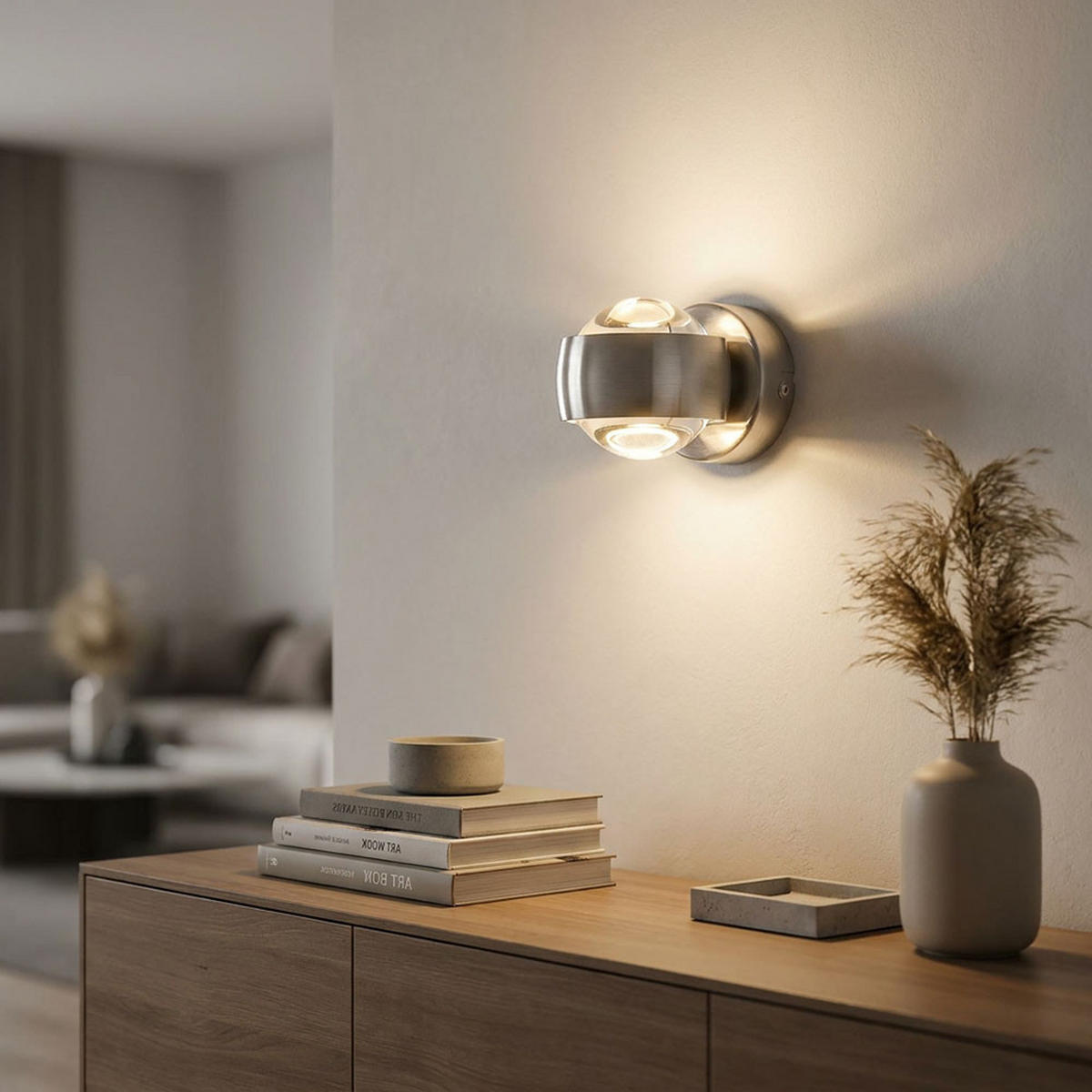 LED WANDLEUCHTE RANDI Silber matt - Silberfarben, Glas (7.5/10/10cm) - Globo Lighting