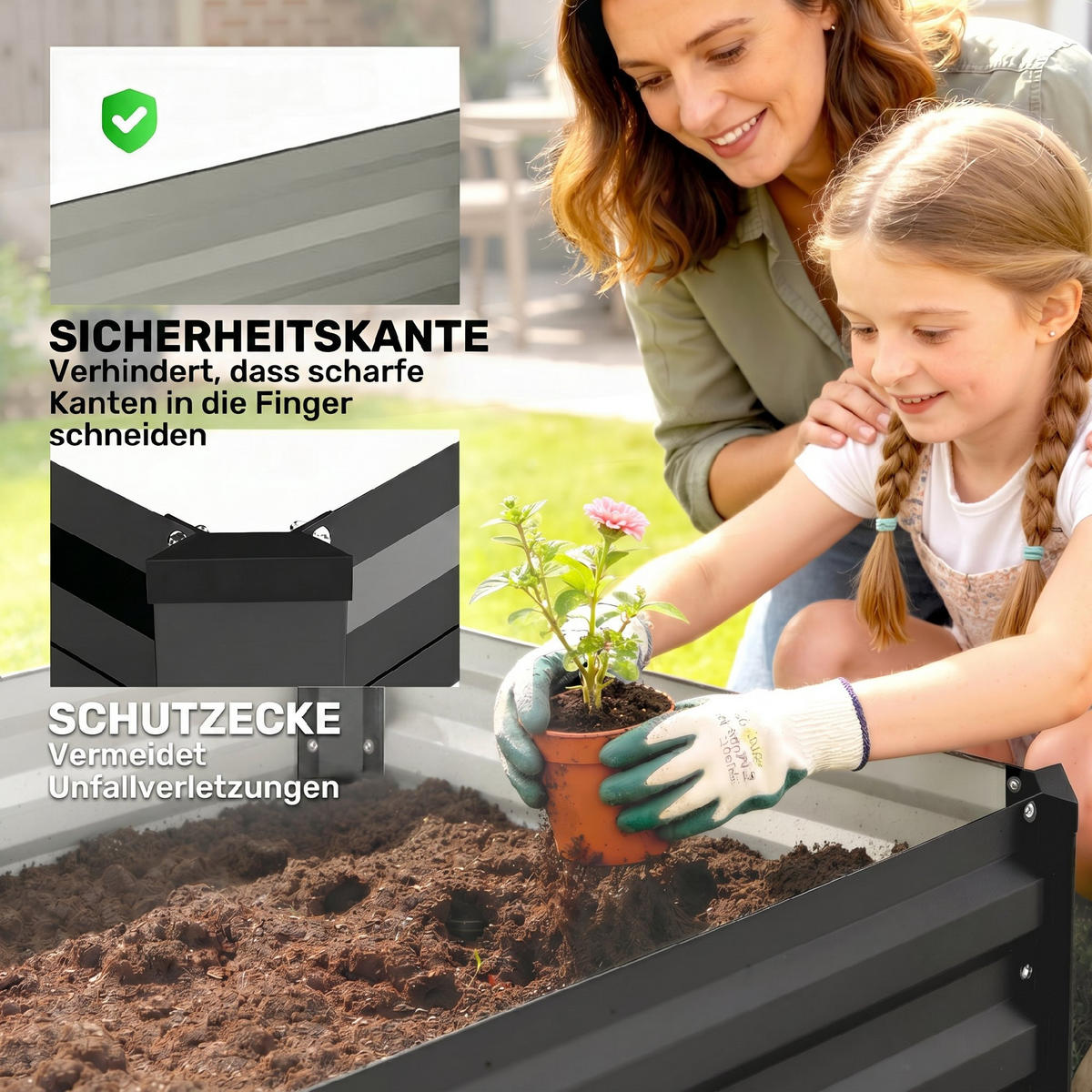 HOCHBEET DE-05271 2er-Set, offener Boden, Stahl Dunkelgrau - Dunkelgrau, Metall (100/30/60cm) - ComfortXL