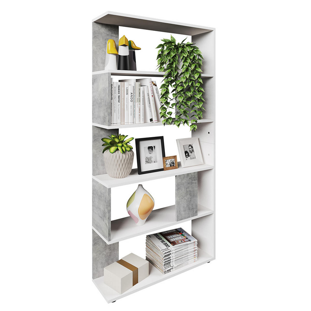 RAUMTEILER Beton 80 x 162.6 cm - Schieferfarben/Weiß, Holzwerkstoff (80/162.6/23.6cm) - Vicco