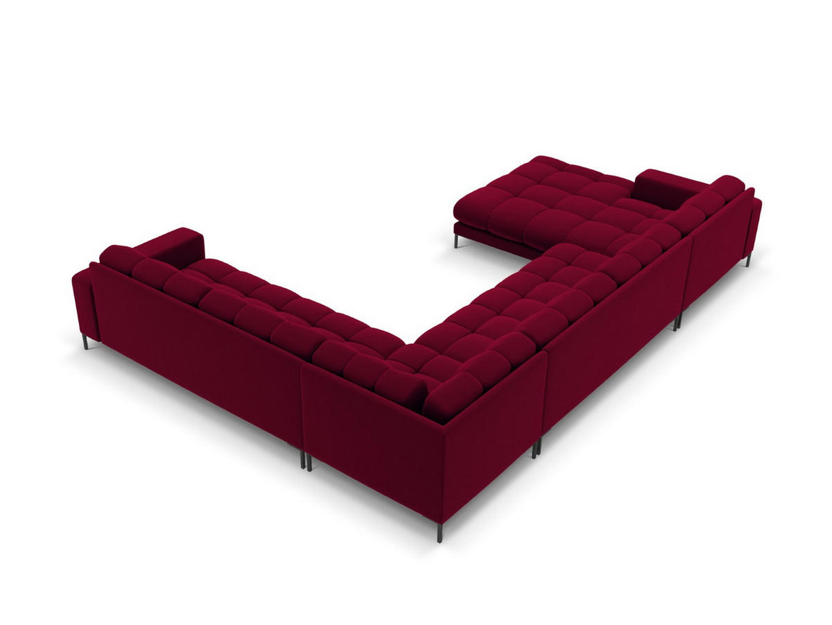 PANORAMASOFA rechts Mamaia aus Samt rot 7 Sitzplätze - Rot, Textil (256/75/327cm) - Micadoni