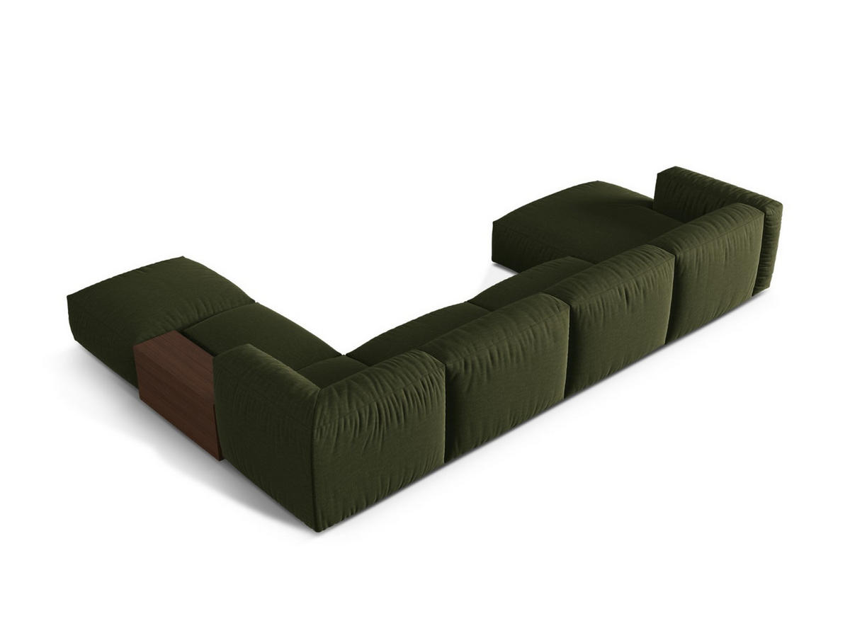 PANORAMASOFA modular rechts Martina aus strukturiertem Stoff grün 5 Sitzplätze - Grün, Textil (406/75/280cm) - Micadoni
