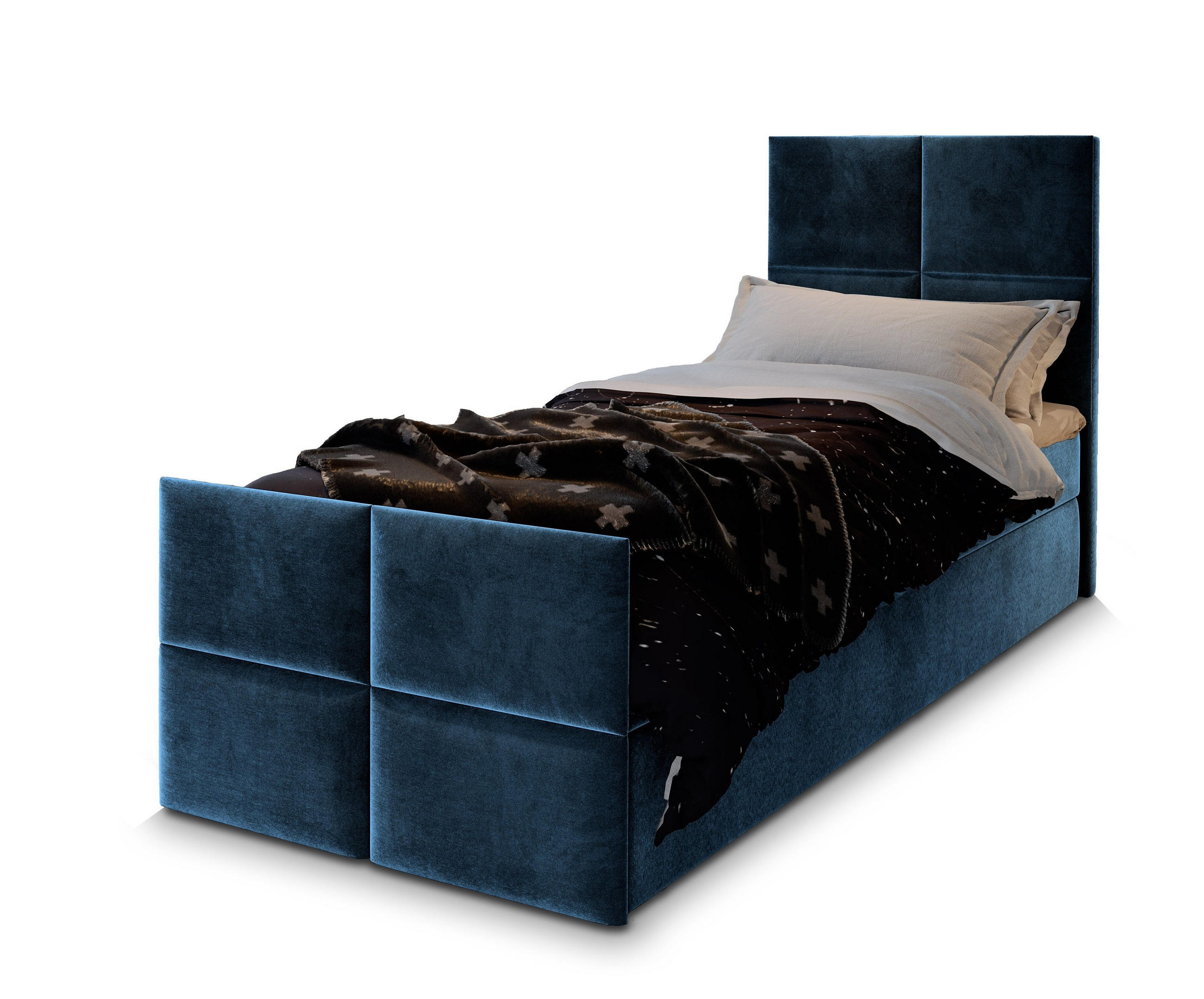 POSTEL BOXSPRING ARIEL 90x200 cm, s matrací a úložným prostorem, modrá - modrá, kompozitní dřevo/textil (90/200cm) - MASSENO