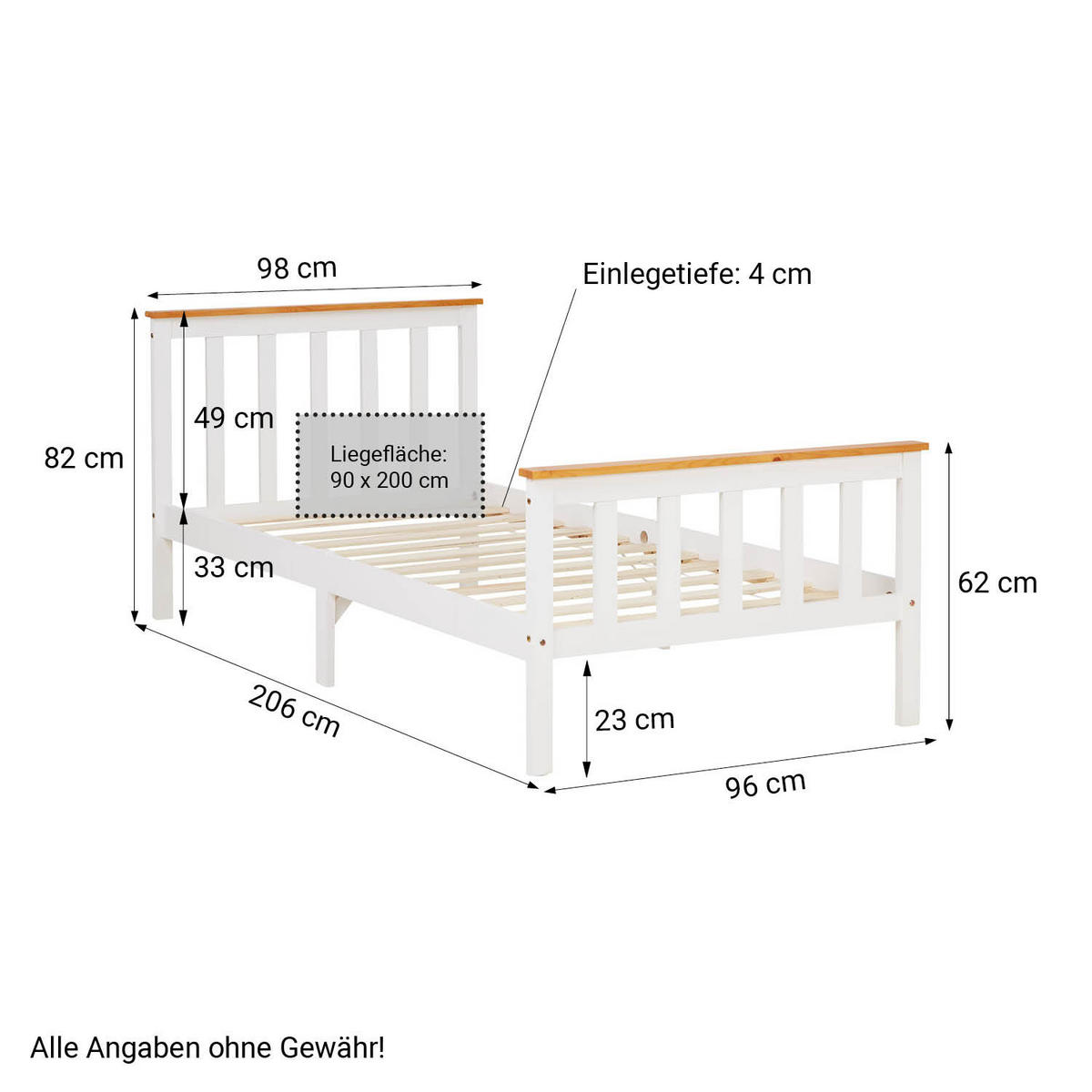 HOLZBETT Kinderbett 90/200 cm weiß - Weiß, Holz (90/200cm) - Homestyle4u