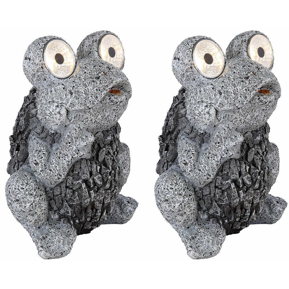 LED AUSSENLEUCHTE Solar Frosch Grau 2er Set - Grau, Kunststoff (17/14/21cm) - Globo Lighting
