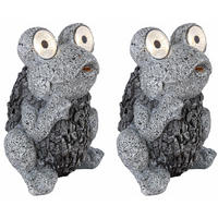 LED AUSSENLEUCHTE Solar Frosch Grau 2er Set - Grau, Kunststoff (17/14/21cm) - Globo Lighting