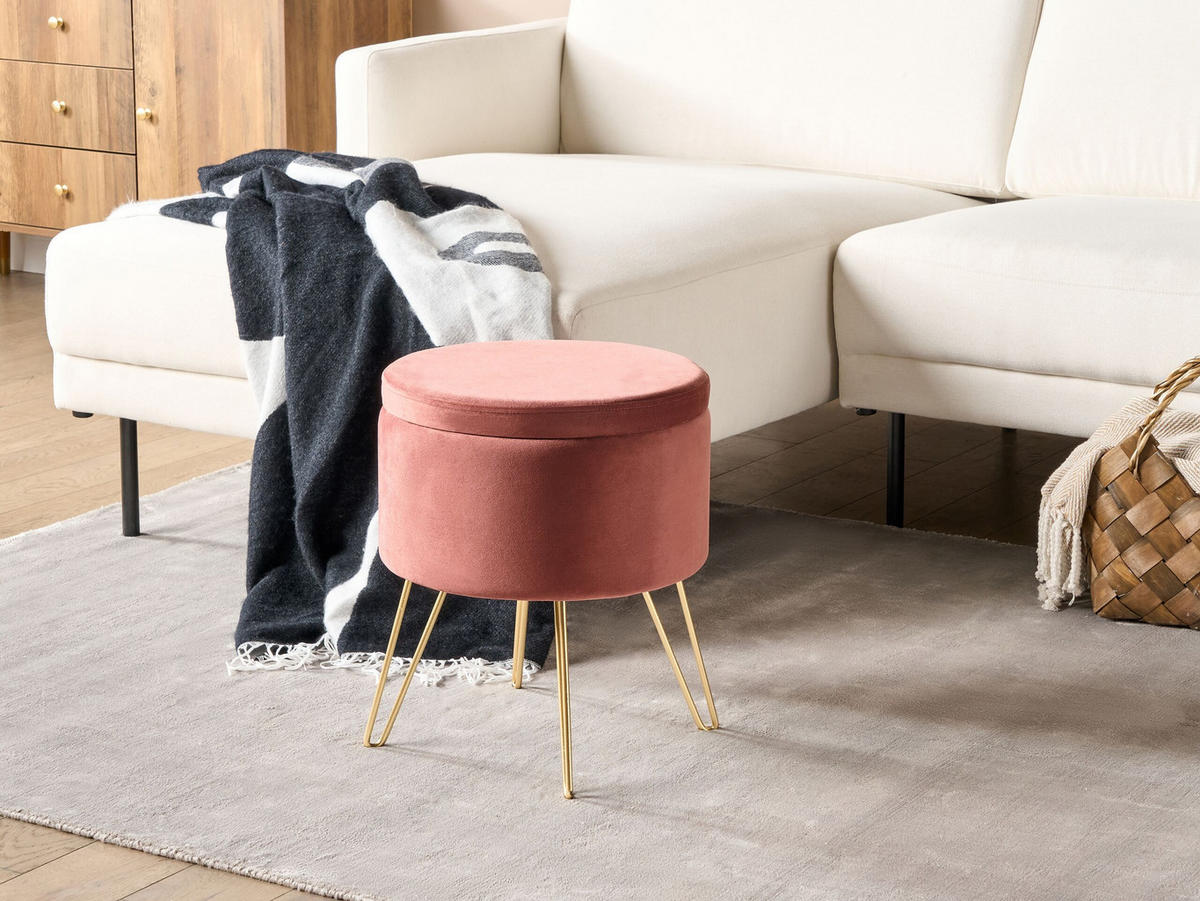 HOCKER Silas 42/42/44 cm - Pink, Textil (42/44/42cm) - Beliani