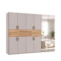 SKŘÍŇ S OTOČNÝMI DVEŘMI B270/H208/T58 cm, béžovo-šedá, šatní skříň se 2 zrcadlovými dveřmi, 2 zásuvkami a úchytkami v dekoru dub Artisan / 22648 - šedobéžová/dub artisan, kompozitní dřevo/plast (270/208/58cm) - luma-home