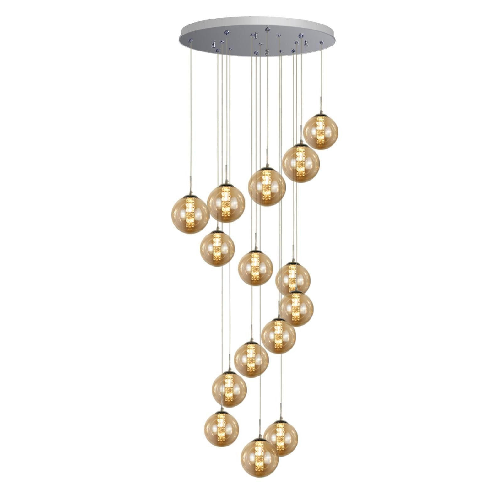 LED-HÄNGELEUCHTE Helligorn 40/300/40 cm - Grau, Glas (40/40/300cm) - ZMH