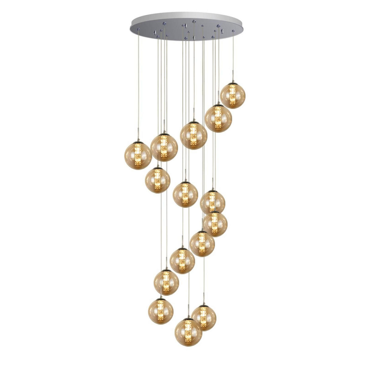LED-HÄNGELEUCHTE Helligorn 40/300/40 cm - Grau, Glas (40/40/300cm) - ZMH