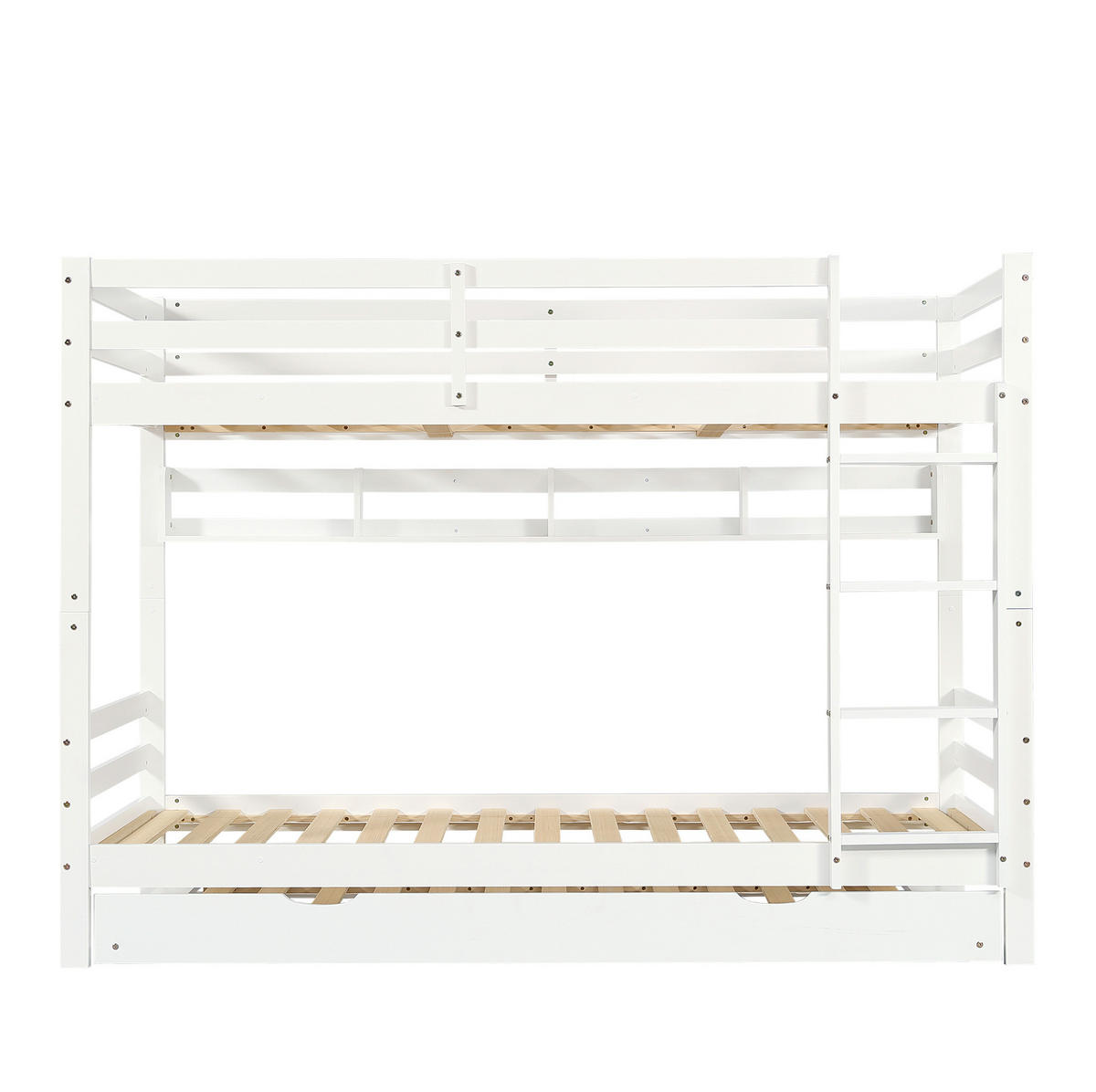 ETAGENBETT 90/200 cm Weiß mit Ausziehbett und Regal - Weiß, Holz (90/200cm) - Flora Grace