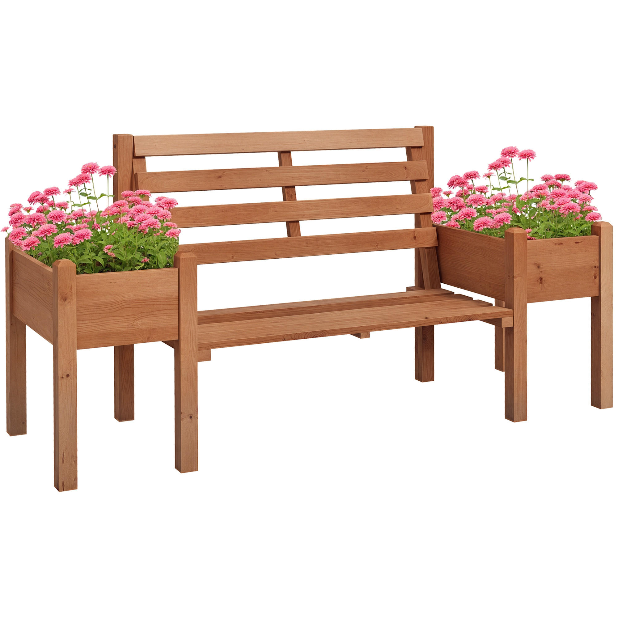 GARTENBANK DE-08329 mit Pflanzkästen Braun - Braun, Holz (184/95/59cm) - ComfortXL