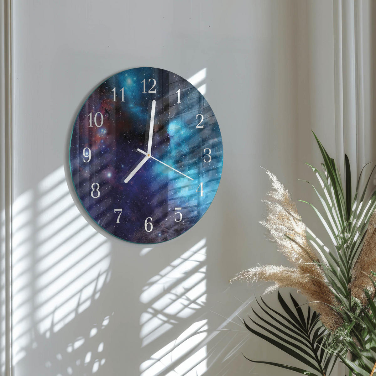 WANDUHR fi30 cm - Sternenhimmel - Blau, Glas (30/30/0.4cm) - TULUP