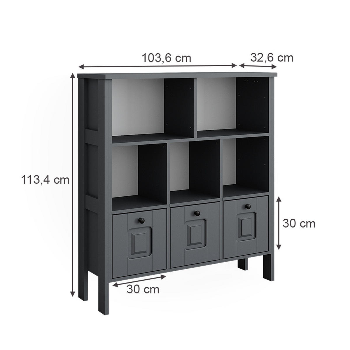 KINDERREGAL Ajaton Grau 103.6 x 113.4 cm - Grau, Holzwerkstoff (103.6/113.4/32.6cm) - VitaliSpa