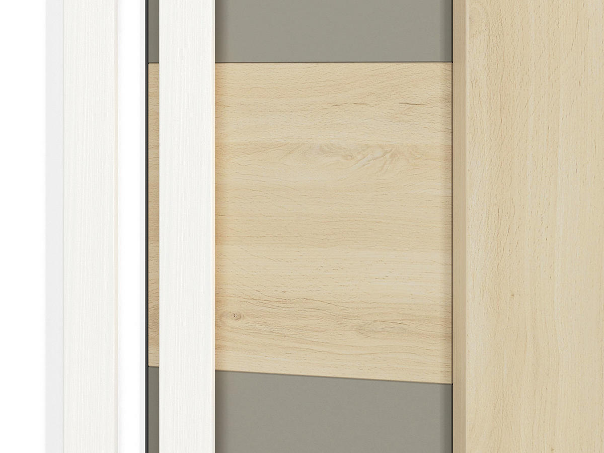 ECKSCHRANK Drop Fjord Buche / weiß / grau 82 / 82 / 199cm - Multicolor/Braun, Holz/Holzwerkstoff (82/199/82cm) - Feldmann-Wohnen