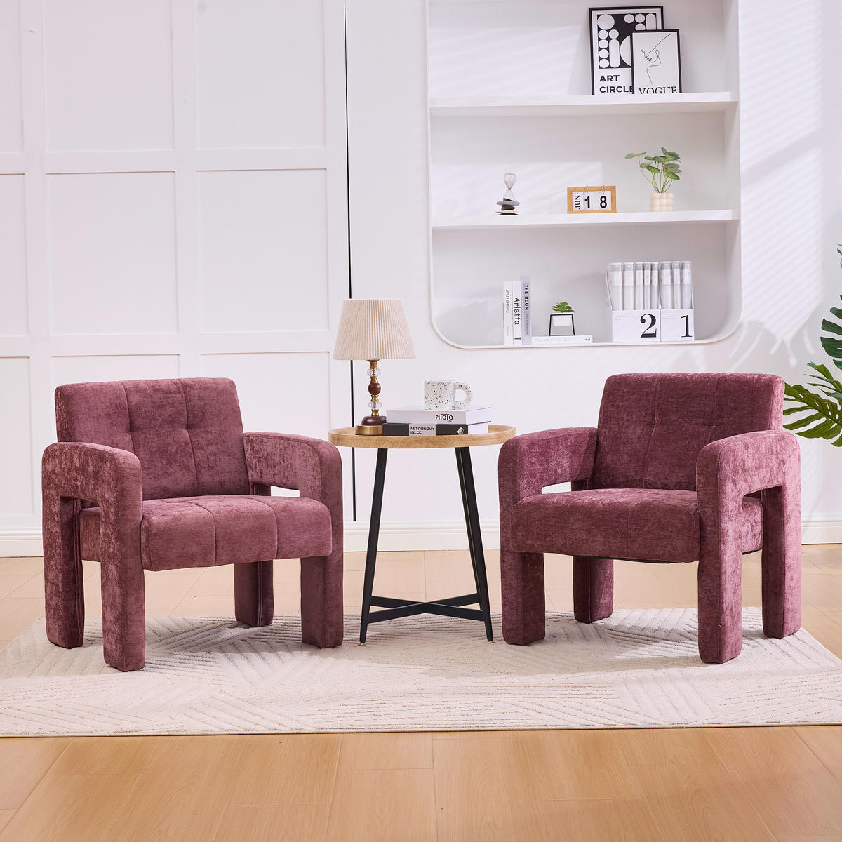 SESSEL Chenille 67x69x74 cm-Polstersessel Belastbar,Rot - Grün, Textil/Metall (67/74/69cm) - PARAFTA HOME